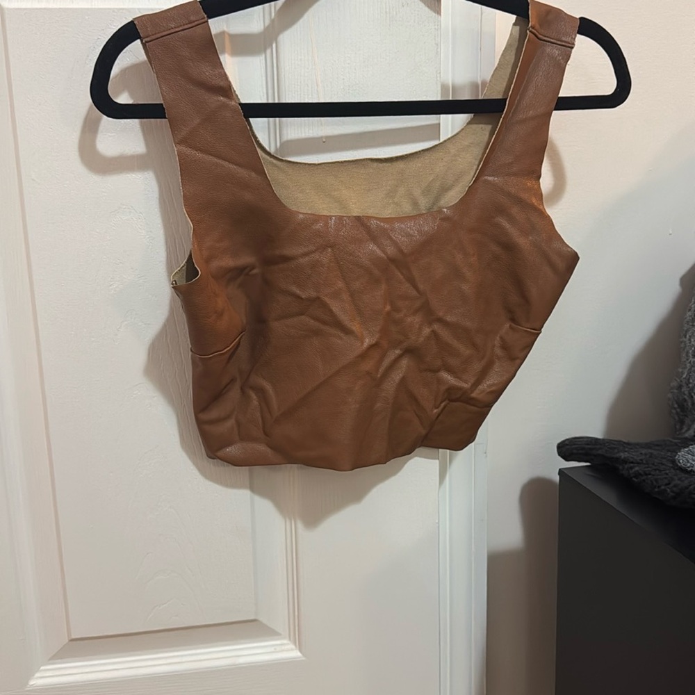 Commando Brown Leather Crop Top